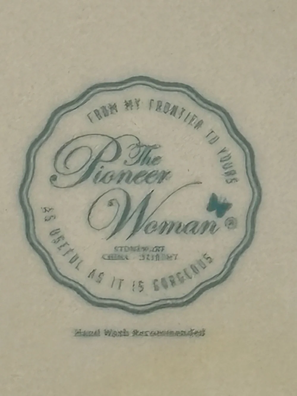 The Pioneer Woman Cream Ceramic Piece with Blue Logo